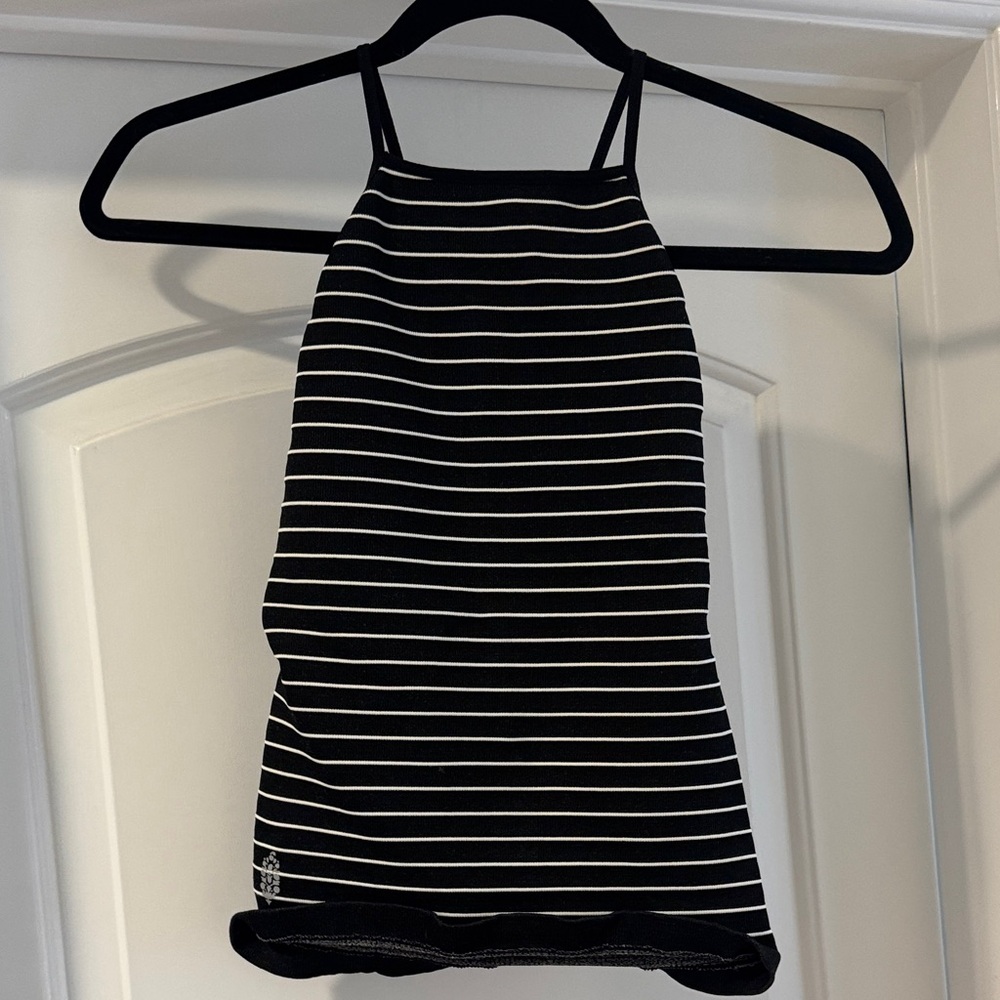 Free People Black and White Striped Top